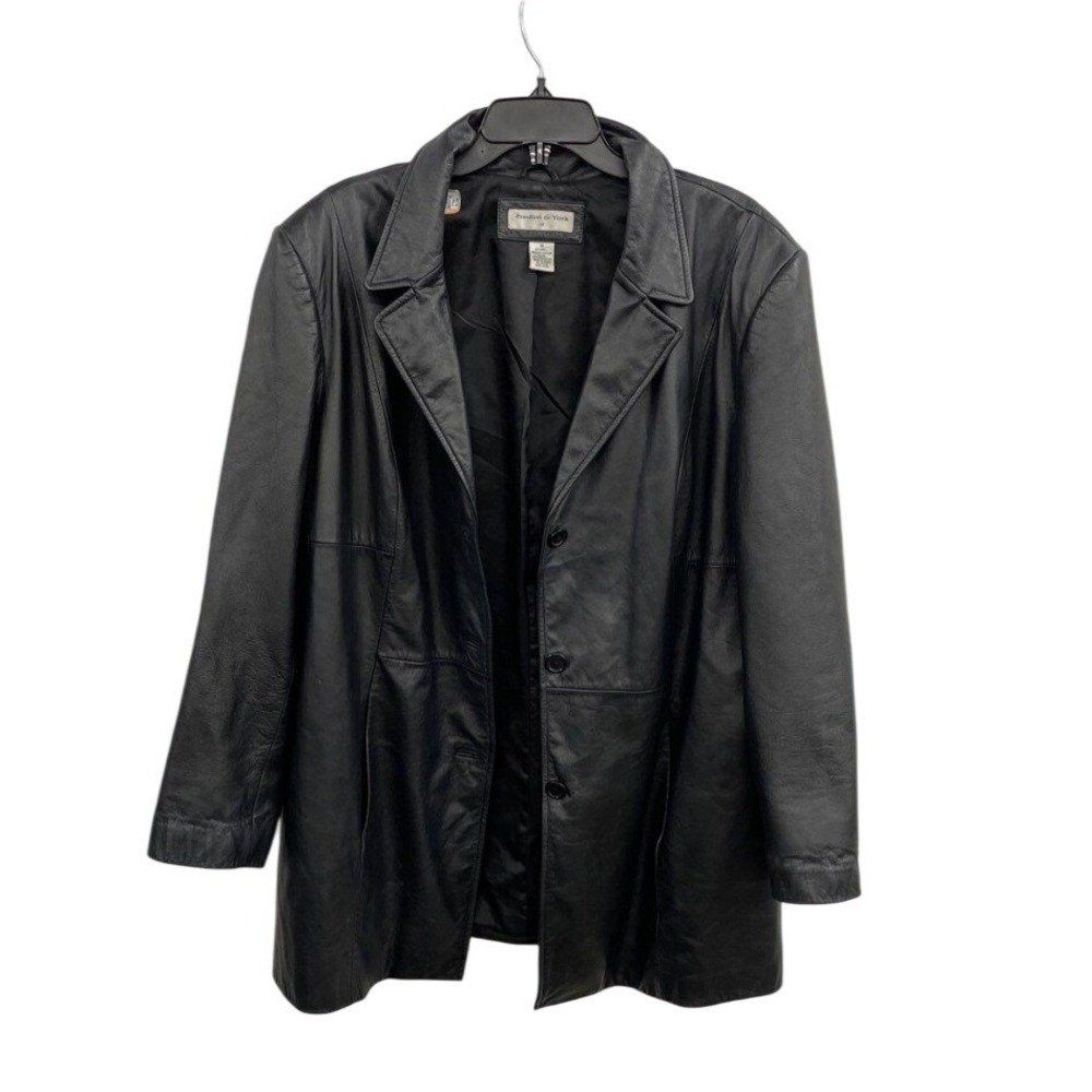 Preston & York Black Genuine Leather Jacket Blazer Coat Womens Plus Size 1X